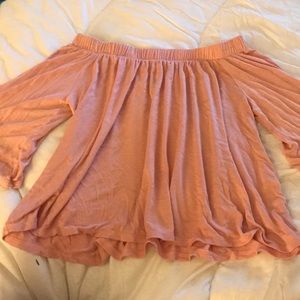 pink off the should blouse top